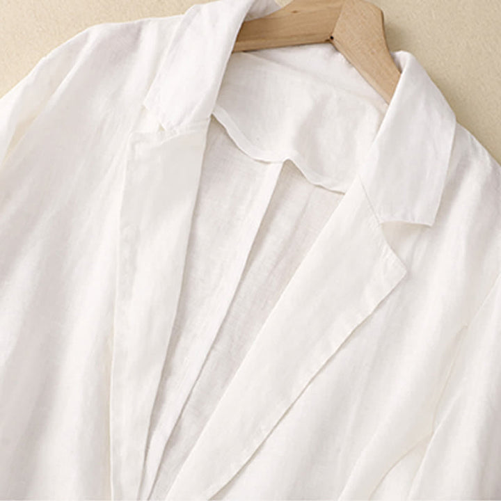 Buddha Stones Spring Summer Casual Minimalist Patch Pocket Solid Women's Three-Quarter Sleeve Shirts With Pocket - image 7
