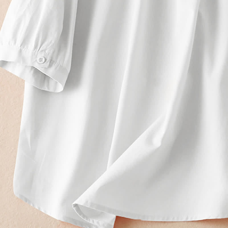 Buddha Stones Summer Classic Simple Button-Up Solid Women's Short Sleeve Shirts - image 19