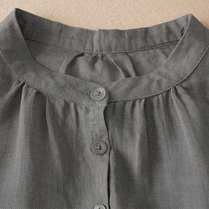 Buddha Stones Summer Classic Simple Button-Up Solid Women's Short Sleeve Shirts - image 22