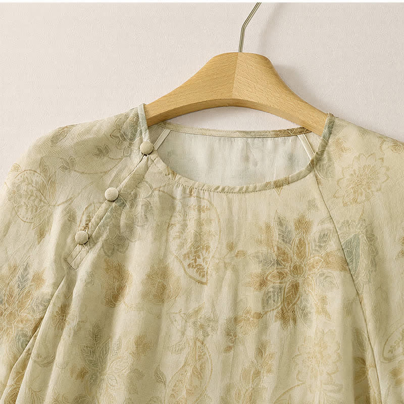 Buddha Stones Spring Boho Elegant Floral Women's Long Sleeve Dress - image 3