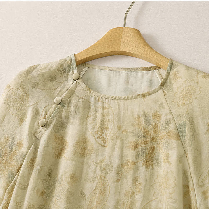 Buddha Stones Spring Boho Elegant Floral Women's Long Sleeve Dress - image 3