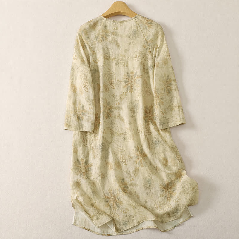 Buddha Stones Spring Boho Elegant Floral Women's Long Sleeve Dress - image 1