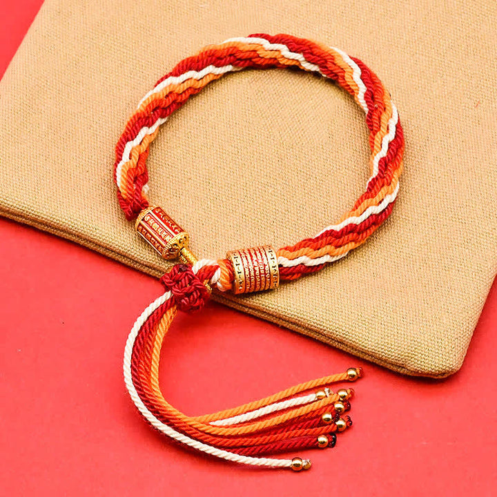 Buddha Stones Tibetan Enamel Colorful Tassel Rope Bracelet - DarkRed (Wrist Circumference: 5.9–7.1 in/15–18 cm) - image 0