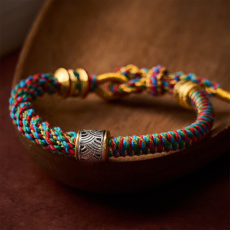 Buddha Stones Hand-Woven Om Mani Padme Hum Five Elements Wuxing Wisdom Tibetan Braided Bracelet - image 4
