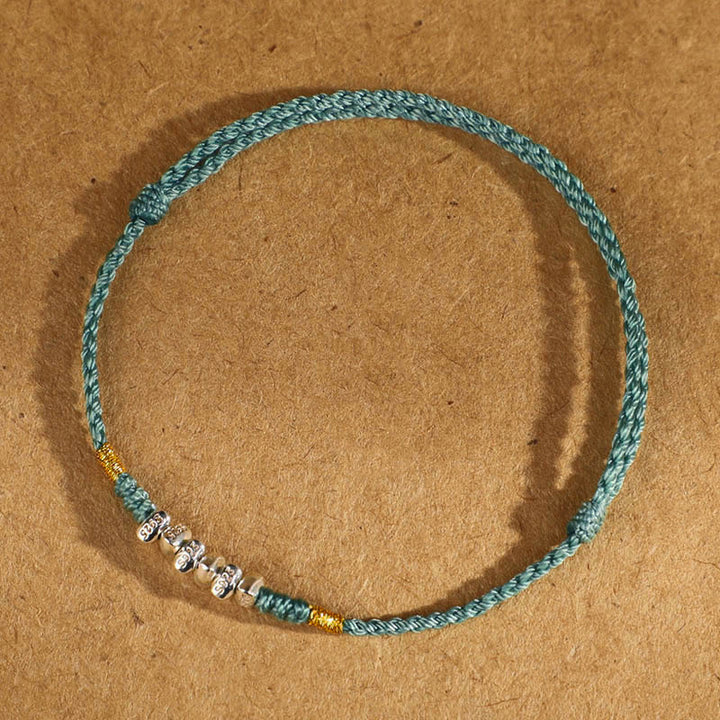 Buddha Stones 925 Sterling Silver String Protection Luck Ultra-Thin Braided Bracelet Anklet - 925 Sterling Silver Light Green Rope - Anklet(Circumference 19-23cm) - image 13