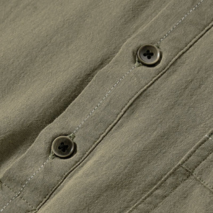 Buddha Stones Spring Fall Casual Button-Up Solid Cotton Men's Long Sleeve Shirts With Patch Pocket - image 16