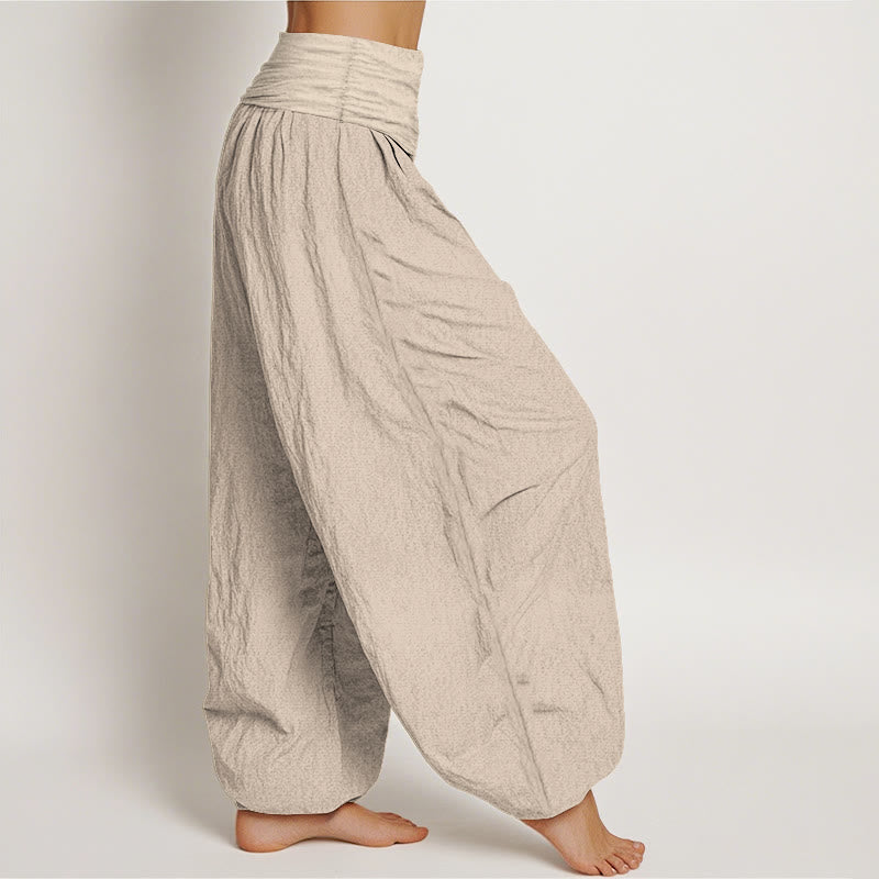 Buddha Stones Pure Cotton Yin Yang Sun Pattern Women's Elastic Waist Harem Pants - image 12