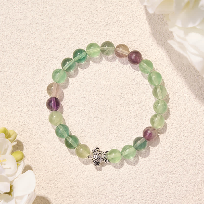 Buddha Stones Multicolor Fluorite Turtle Clarity and Protection Beaded Bracelet - image 2