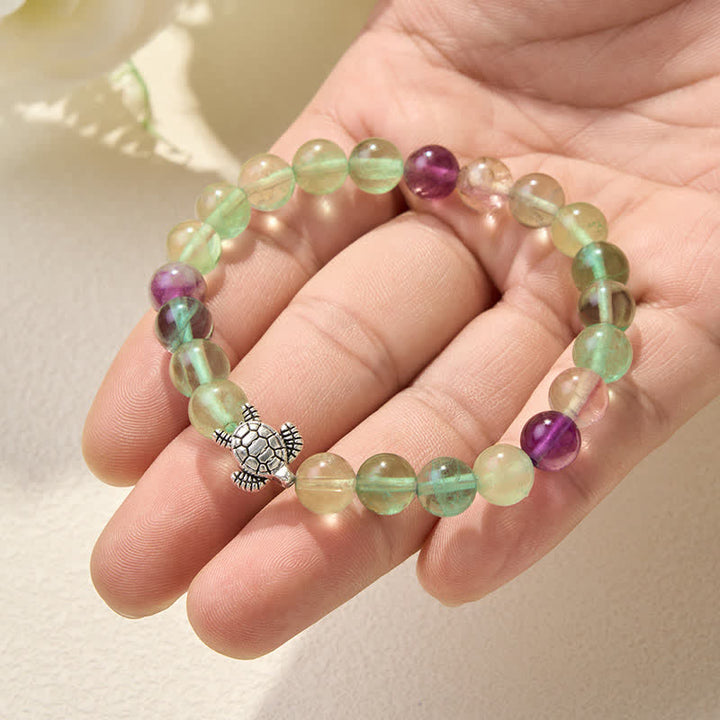 Buddha Stones Multicolor Fluorite Turtle Clarity and Protection Beaded Bracelet - image 5