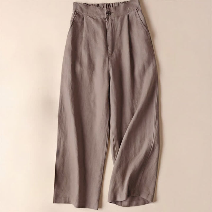 Buddha Stones Commute Solid Color 7-8 Length Women's Wide Leg Pants With Pockets - Tan - US12，UK/AU16，EU44 (3XL) - image 16