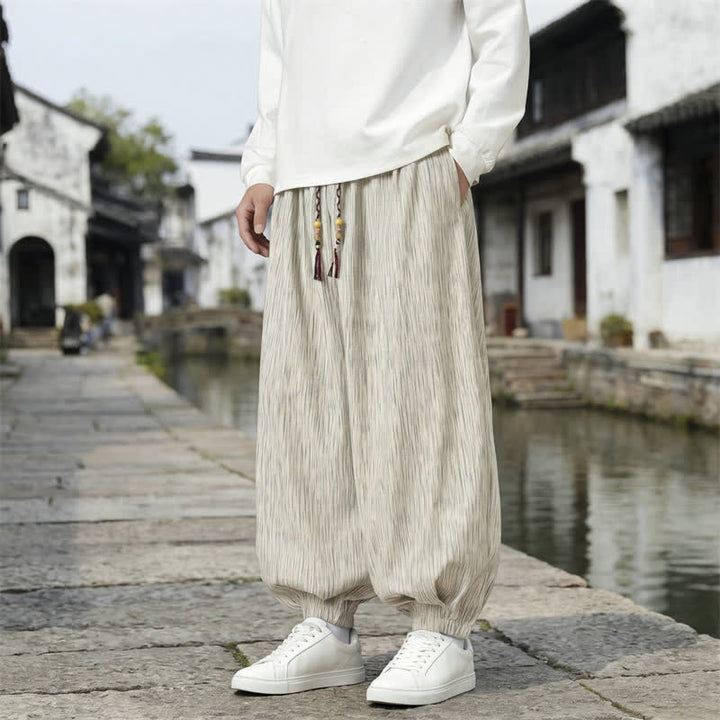 Buddha Stones Spring Fall Casual Vintage Drawstring Solid Ankle Pants Men's Harem Pants With Pockets - Wheat - Regular - US/UK/AU48，EU58 (6XL) - image 22
