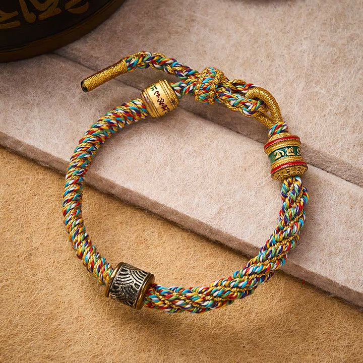 Buddha Stones Hand-Woven Om Mani Padme Hum Five Elements Wuxing Wisdom Tibetan Braided Bracelet - image 39
