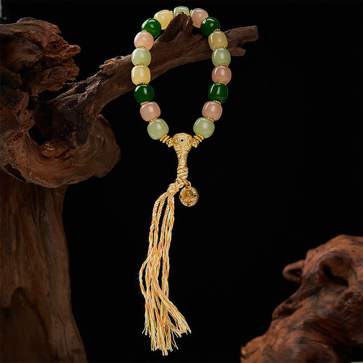 Buddha Stones Cyan Jade Quartzite Jade Harmony Rounded Rectangle Bead Bracelet - image 2