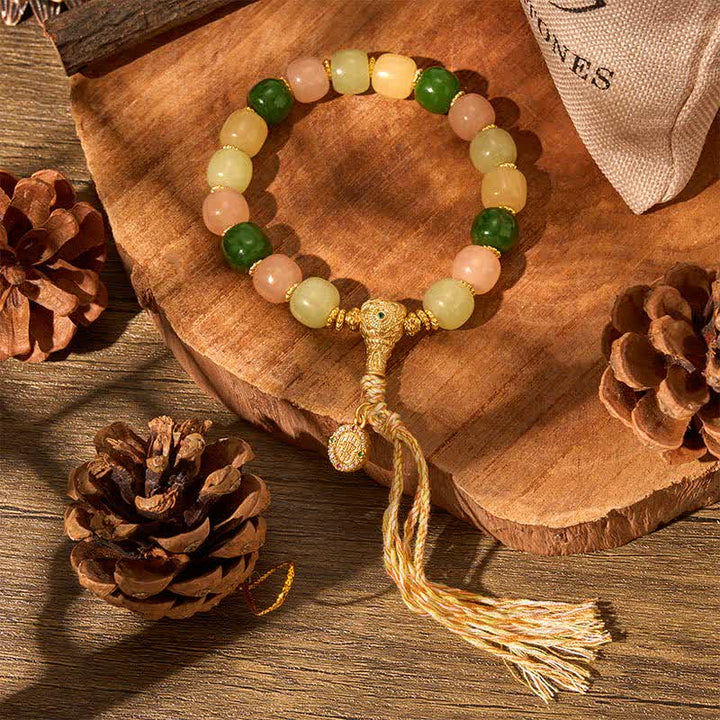 Buddha Stones Cyan Jade Quartzite Jade Harmony Rounded Rectangle Bead Bracelet - image 8