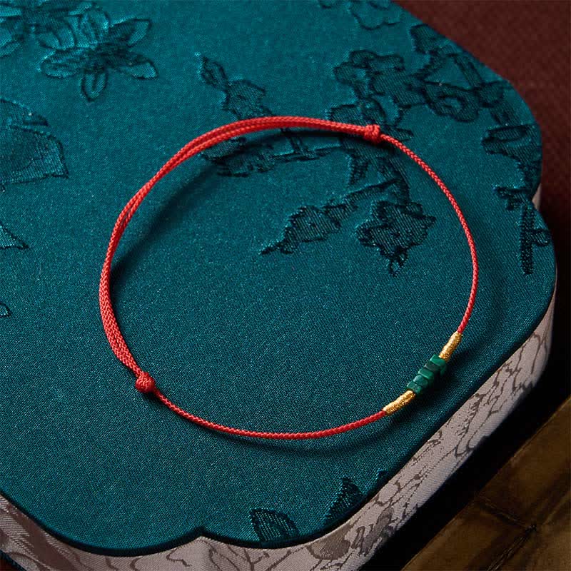 Buddha Stones Natural Ultra-fine Malachite Beads Luck Protection Braided Red Rope Bracelet - image 8