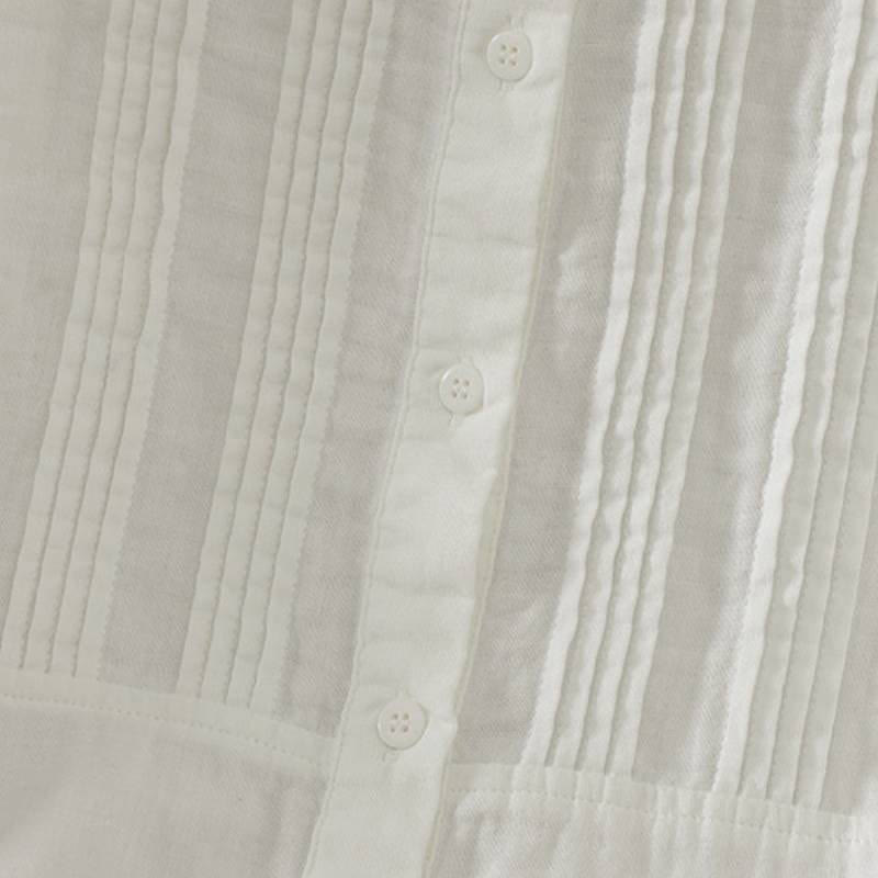 Buddha Stones Fall Vintage Elegant Button-Up Pleats Solid Cotton Women's Long Sleeve Shirts - image 13