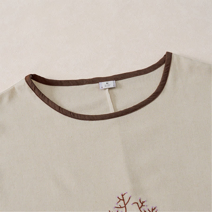 Buddha Stones Casual Embroidery Tree Drawstring Women's Crew Neck Design Half Sleeve T-Shirt - image 31