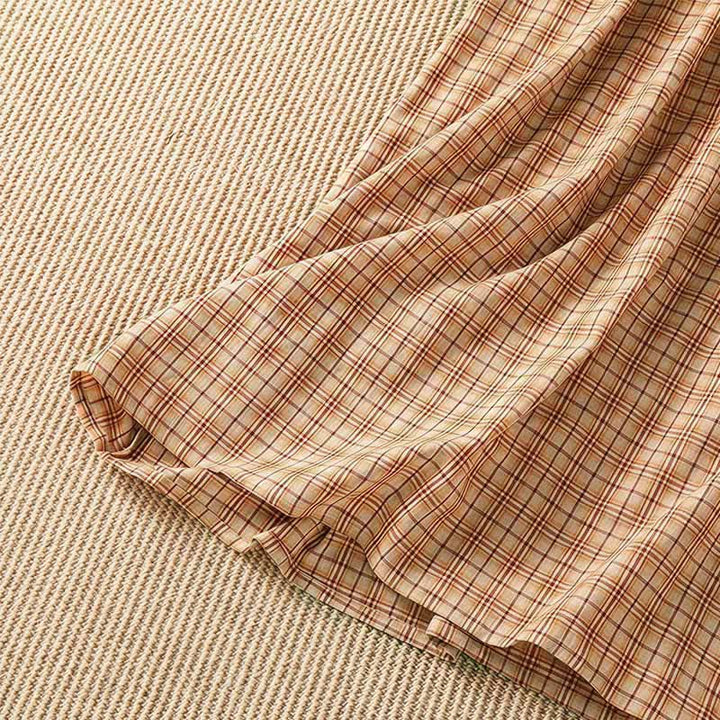 Buddha Stones Summer Casual Vintage Plaid Women's Three-Quarter Sleeve Dress With Pocket - image 6