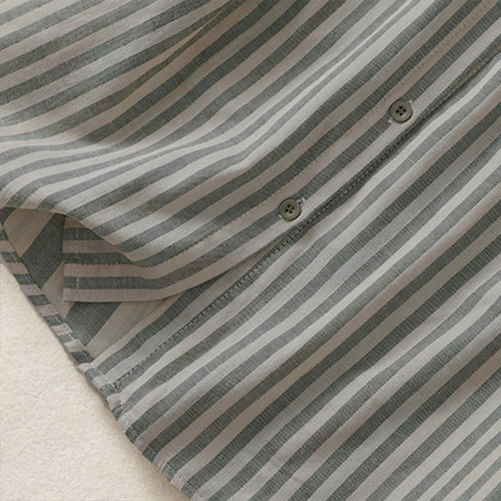 Buddha Stones Summer Casual Button-Up Striped Women's Short Sleeve Shirts With Patch Pocket - image 7