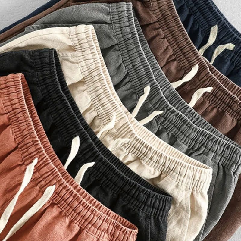 Buddha Stones Drawstring Elastic Waist Cotton Men's Shorts With Pockets - image 19