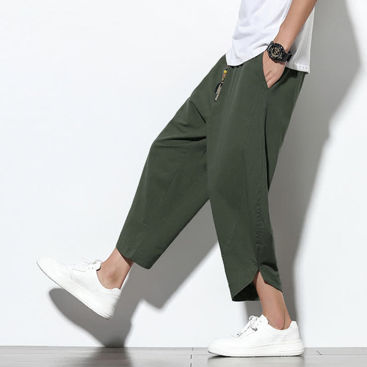 Buddha Stones Casual Summer Drawstring 7-8 Length Men's Harem Pants With Pockets - image 37