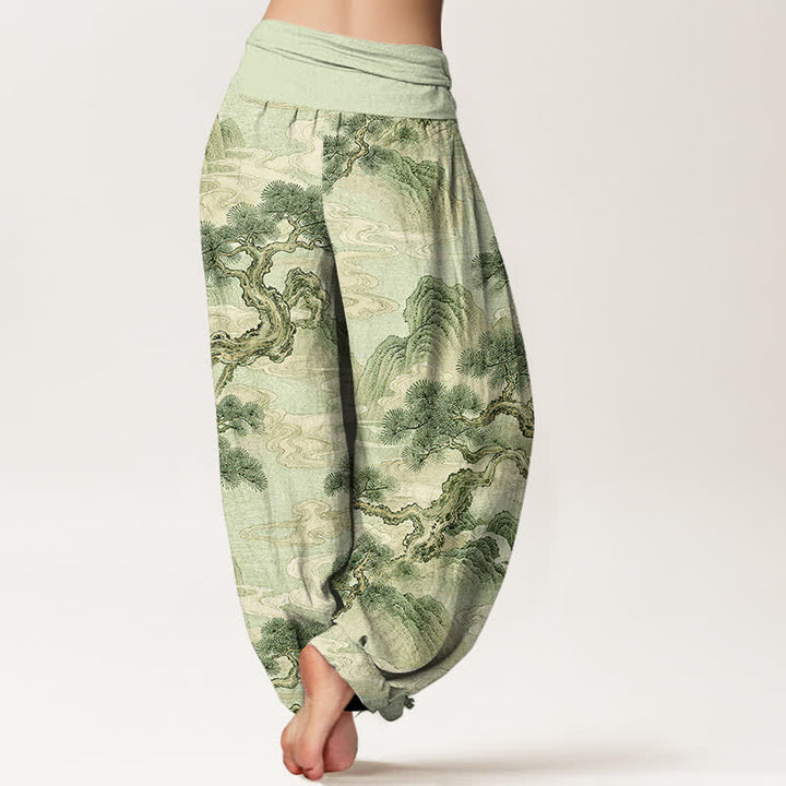 Buddha Stones Cotton Ink Wash Landscape Pattern Women's Elastic Waist Harem Pants - image 7