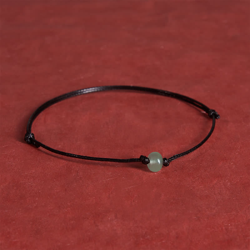 Buddha Stones Minimalist Green Aventurine Protection Braided Red String Bracelet - Wheel Bead (Wrist Circumference: 6.3–7.1 in/16–18 cm) - Black String - image 9