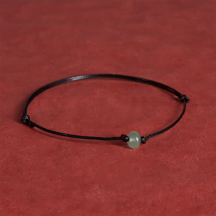 Buddha Stones Minimalist Green Aventurine Protection Braided Red String Bracelet - Wheel Bead (Wrist Circumference: 6.3–7.1 in/16–18 cm) - Black String - image 9