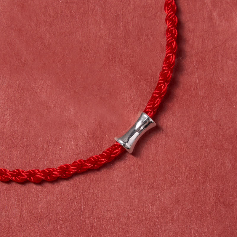 Buddha Stones Black Red String 925 Sterling Silver Bamboo Growth Bracelet - image 4