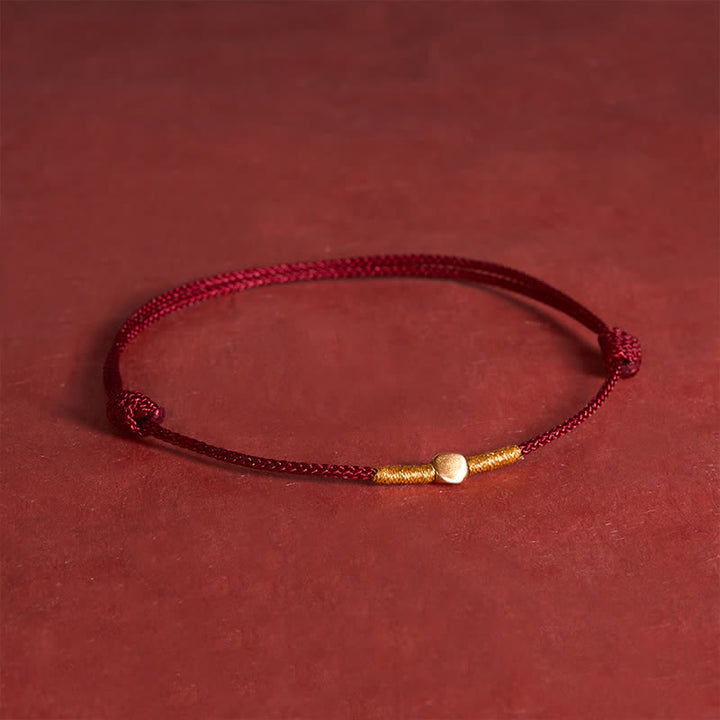Buddha Stones 925 Sterling Silver Golden Bead Protection Braided Rope Bracelet - DarkRed (Wrist Circumference: 7.1 in/18 cm) - image 3