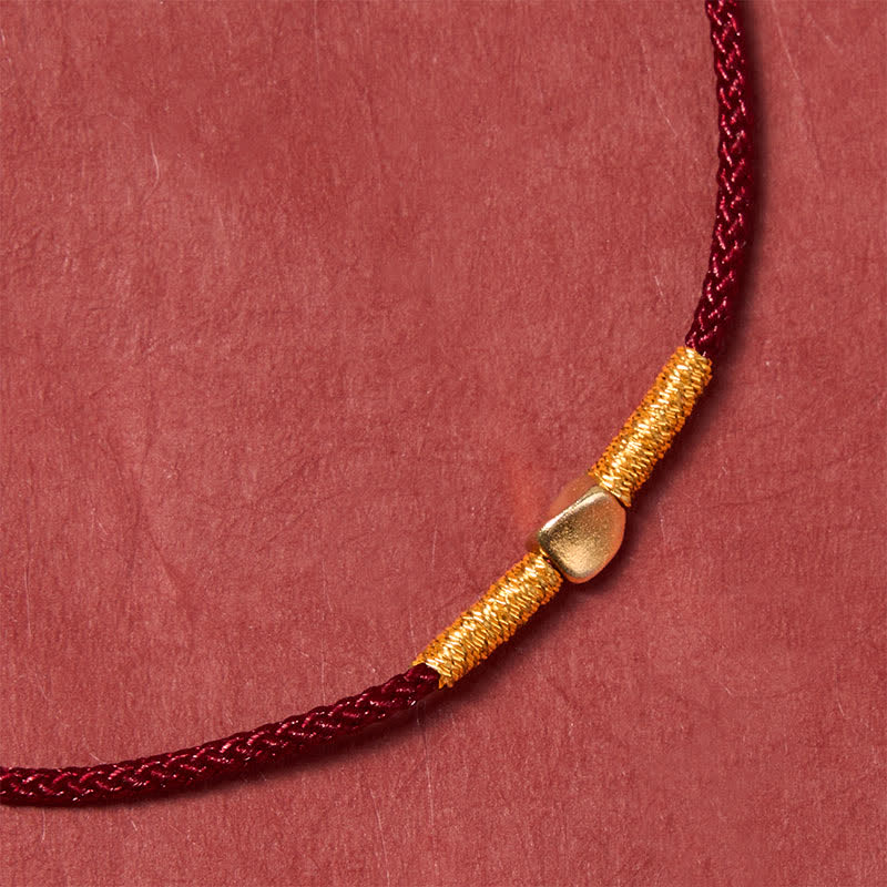 Buddha Stones 925 Sterling Silver Golden Bead Protection Braided Rope Bracelet - image 5