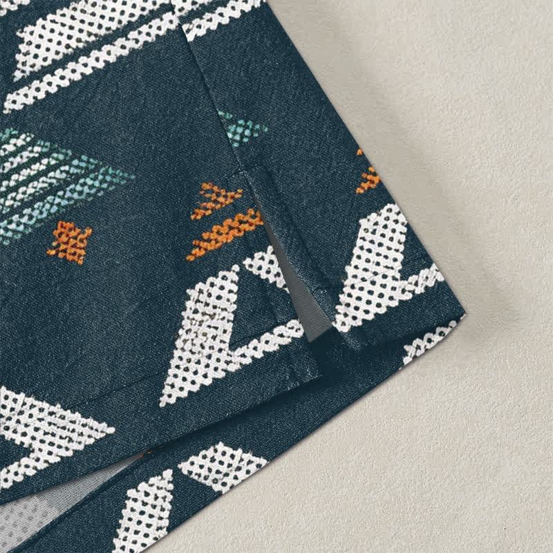Buddha Stones Cotton Teal Aztec Geometric Pattern Open Front Men's Kimono - image 4