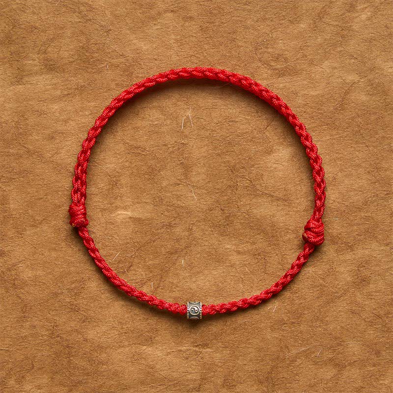 Buddha Stones Black Red String 925 Sterling Silver Yin Yang Protection Bracelet Anklet - image 1