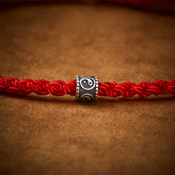 Buddha Stones Black Red String 925 Sterling Silver Yin Yang Protection Bracelet Anklet - image 5
