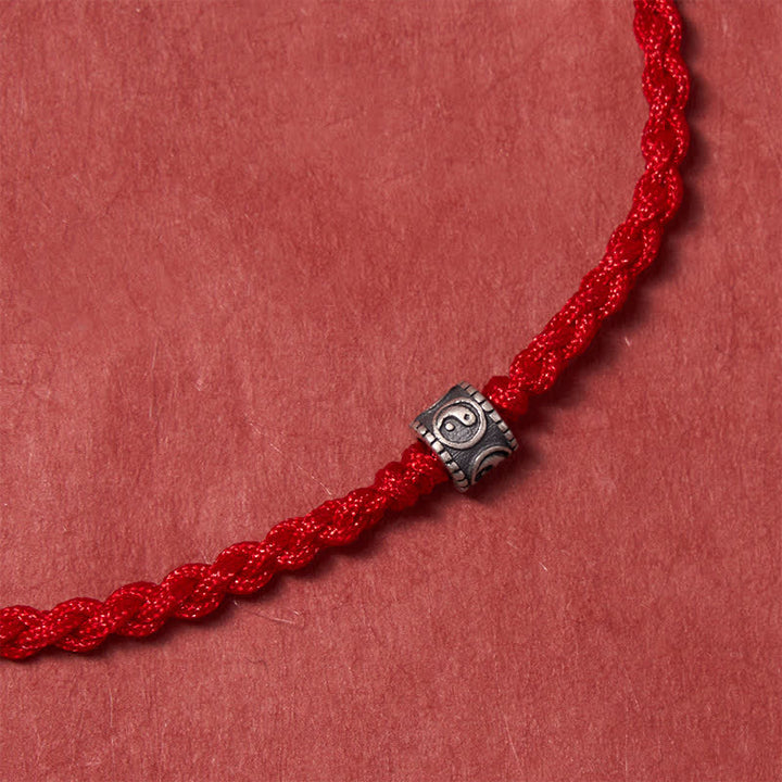 Buddha Stones Black Red String 925 Sterling Silver Yin Yang Protection Bracelet Anklet - image 4