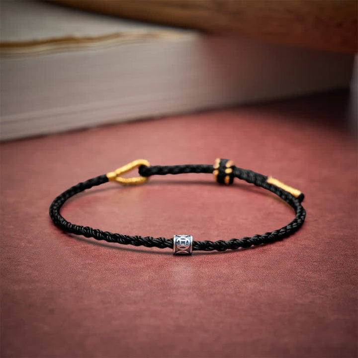 Buddha Stones Black Red String 925 Sterling Silver Chinese Coin Protection Minimalist Bracelet - image 15
