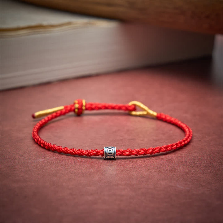 Buddha Stones Black Red String 925 Sterling Silver Chinese Coin Protection Minimalist Bracelet - image 11