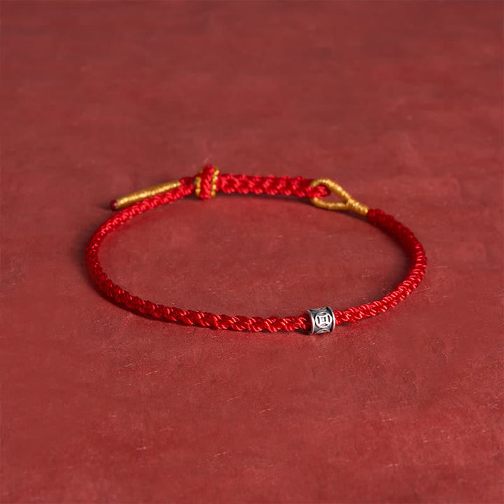 Buddha Stones Black Red String 925 Sterling Silver Chinese Coin Protection Minimalist Bracelet - image 12