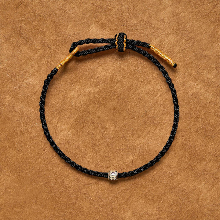 Buddha Stones Black Red String 925 Sterling Silver Chinese Coin Protection Minimalist Bracelet - image 14