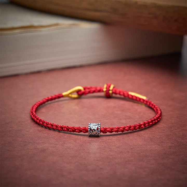 Buddha Stones Black Red String 925 Sterling Silver Om Mani Padme Hum Protection Minimalist Bracelet - image 10