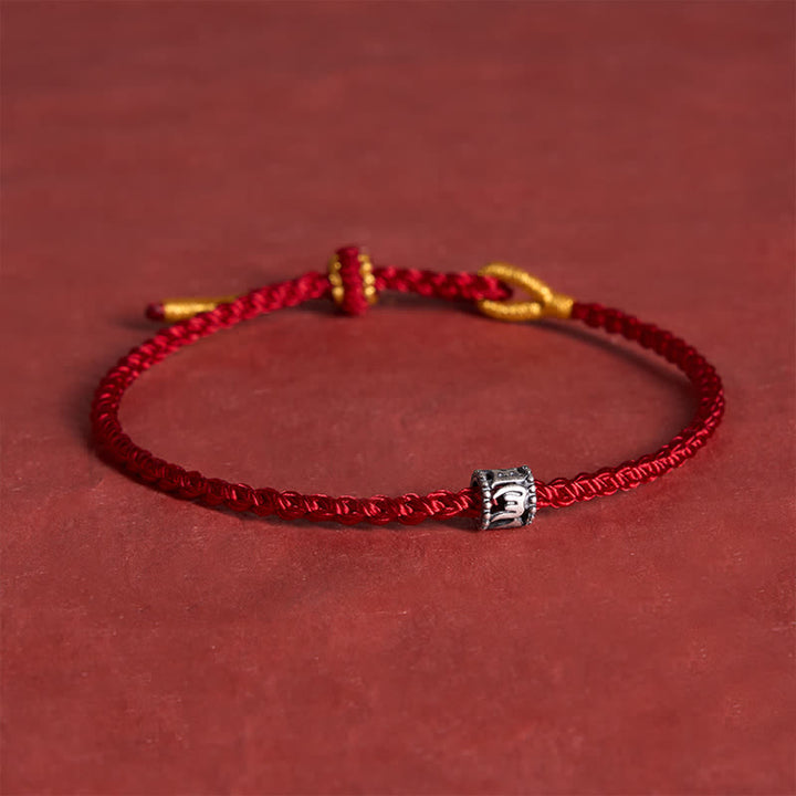 Buddha Stones Black Red String 925 Sterling Silver Om Mani Padme Hum Protection Minimalist Bracelet - image 11