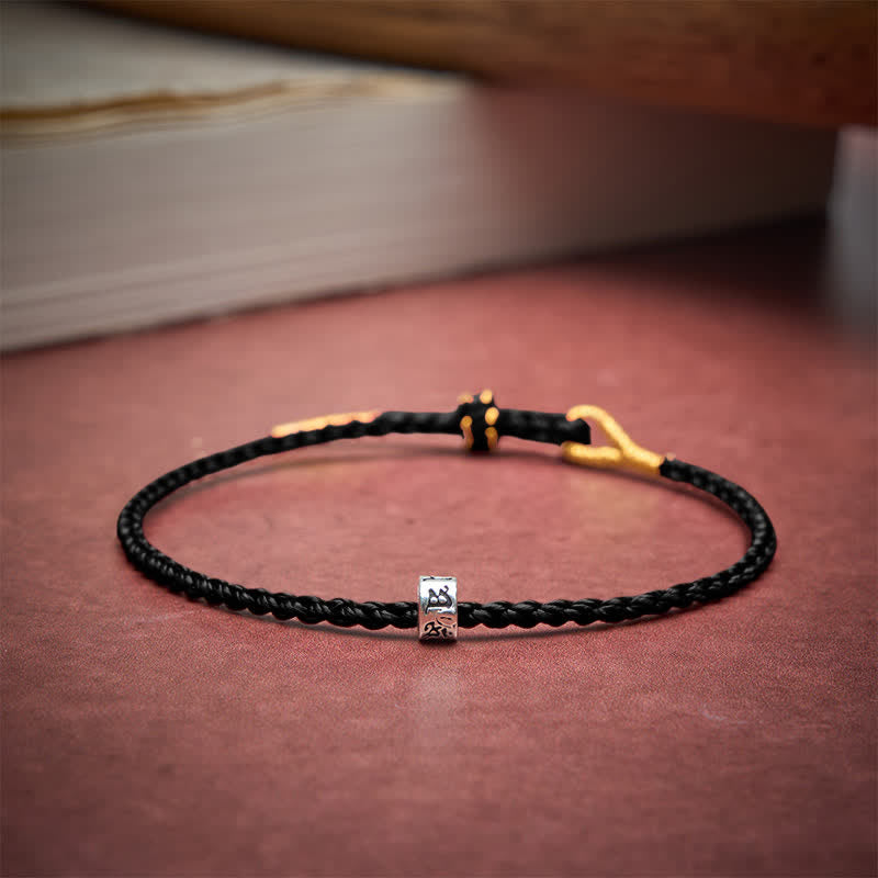 Buddha Stones Black Red String 925 Sterling Silver Om Mani Padme Hum Luck Minimalist Bracelet - image 15