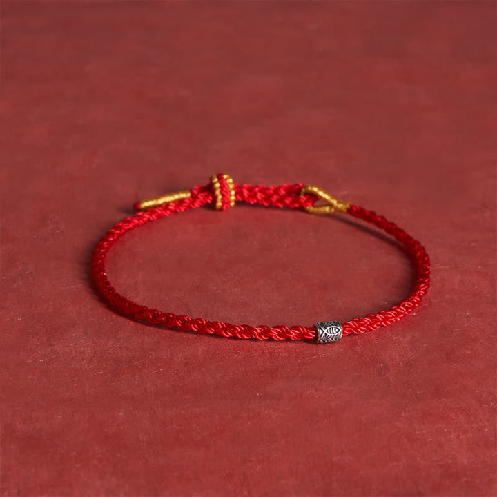 Buddha Stones Red String 925 Sterling Silver Koi Fish Protection Bracelet - image 3