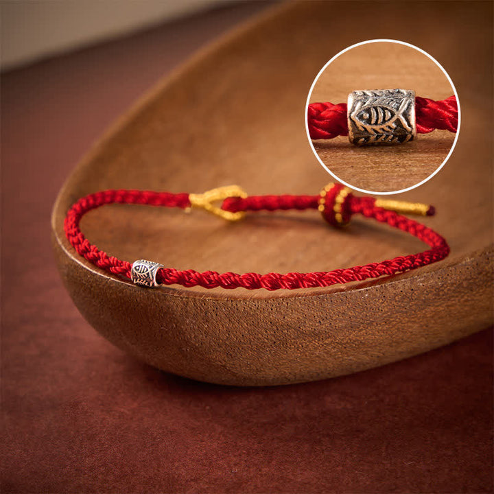 Buddha Stones Red String 925 Sterling Silver Koi Fish Protection Bracelet - Dark Red String - 5.5–6.3 in (14–16 cm) - image 10