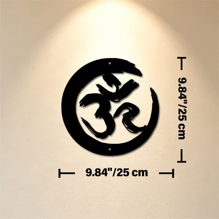 Buddha Stones Black OM Circle Mindfulness Iron Metal Meaningful Symbols Wall Art - Approx. 25cm x 25cm x 0.1cm / 9.84in x 9.84in x 0.04in - image 2