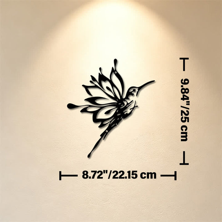 Buddha Stones Lotus Hummingbird New Beginnings Matte Black Silhouette Iron Meaningful Symbols Wall Art - Approx. 22.15cm x 25cm x 0.1cm / 8.72in x 9.84in x 0.04in - image 2