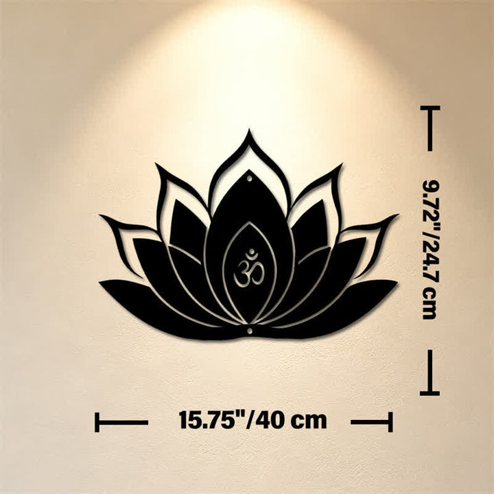 Buddha Stones Lotus OM Mindfulness Zen Silhouette Iron Meaningful Symbols Wall Art - Approx. 40cm x 24.70cm x 0.1cm / 15.75in x 9.72in x 0.04in - image 7