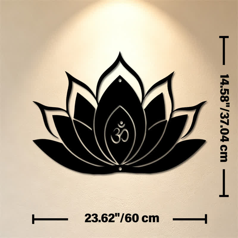 Buddha Stones Lotus OM Mindfulness Zen Silhouette Iron Meaningful Symbols Wall Art - Approx. 60cm x 37.04cm x 0.12cm / 23.62in x 14.58in x 0.05in - image 12