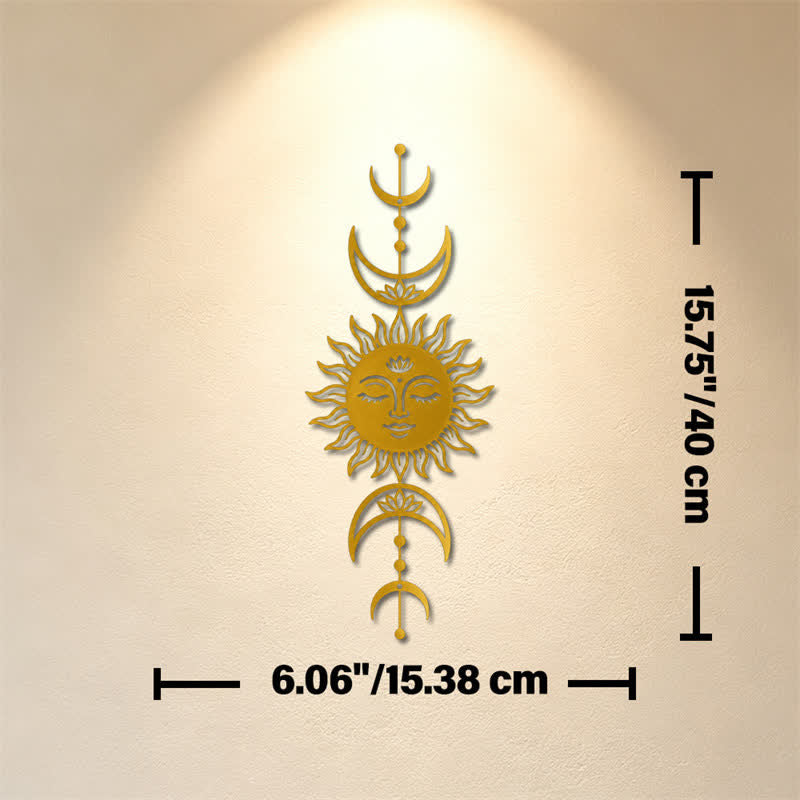 Buddha Stones Boho Sun and Moon Lotus Intuition Iron Meaningful Symbols Wall Art - Golden - Approx. 15.38cm x 40cm x 0.1cm / 6.06in x 15.75in x 0.04in - image 19