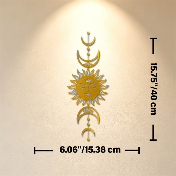 Buddha Stones Boho Sun and Moon Lotus Intuition Iron Meaningful Symbols Wall Art - Golden - Approx. 15.38cm x 40cm x 0.1cm / 6.06in x 15.75in x 0.04in - image 19